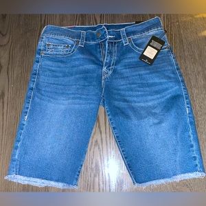 True Religion Jean Shorts - Urban Cowboy Ricky NF Big T Shorts Raw Hem